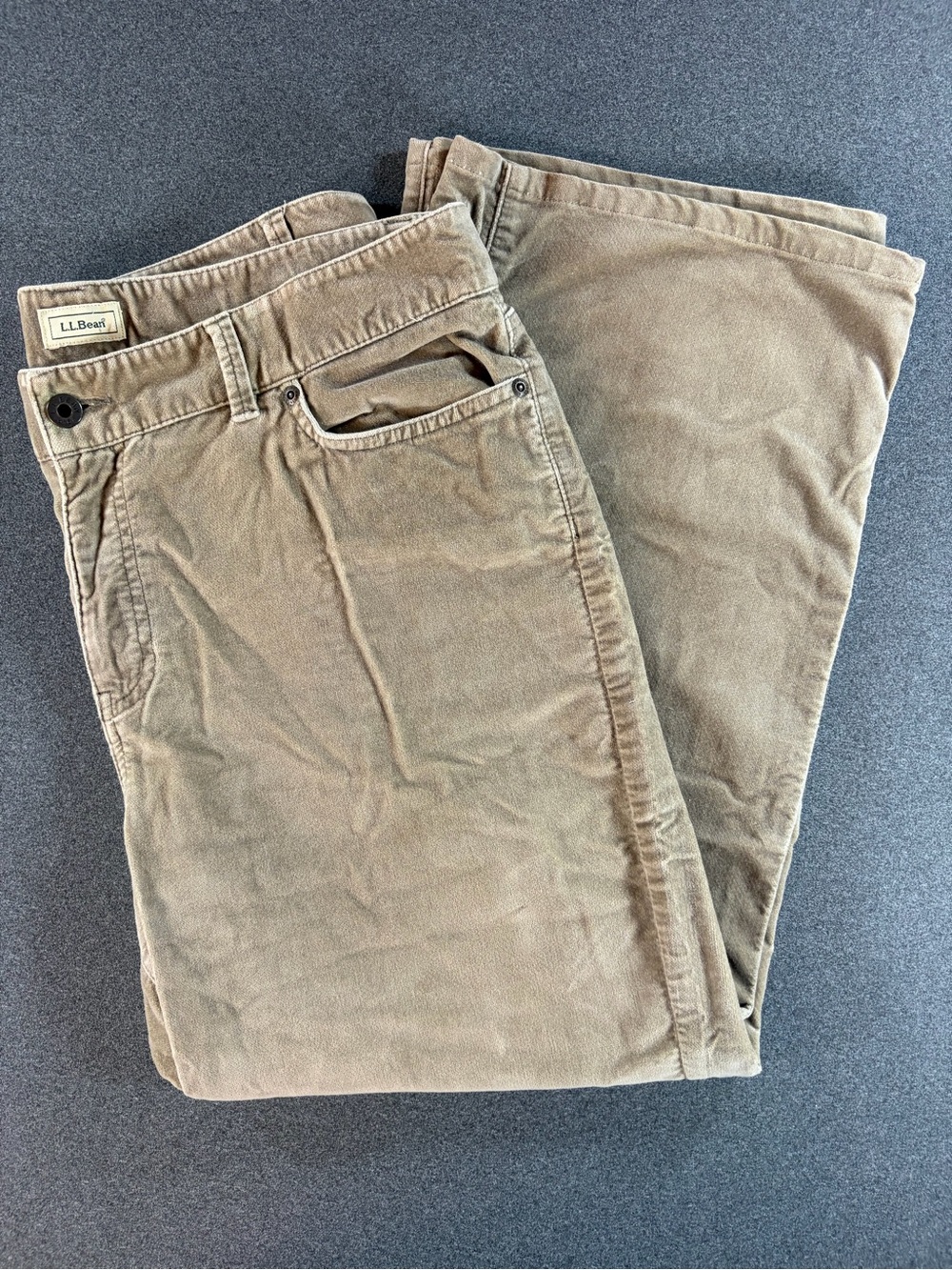L.L. Bean Velour Pants Womens in Size 16 Light Brown Straight Leg Cabincore